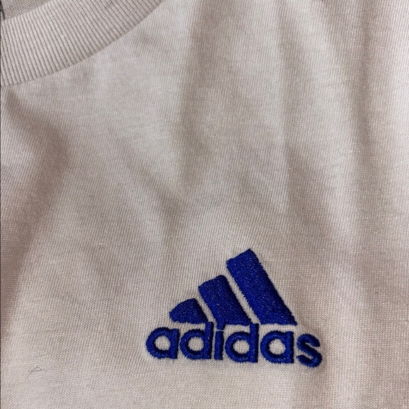 Adidas Cream and Blue Crew Neck Tee - Picture 4 of 5